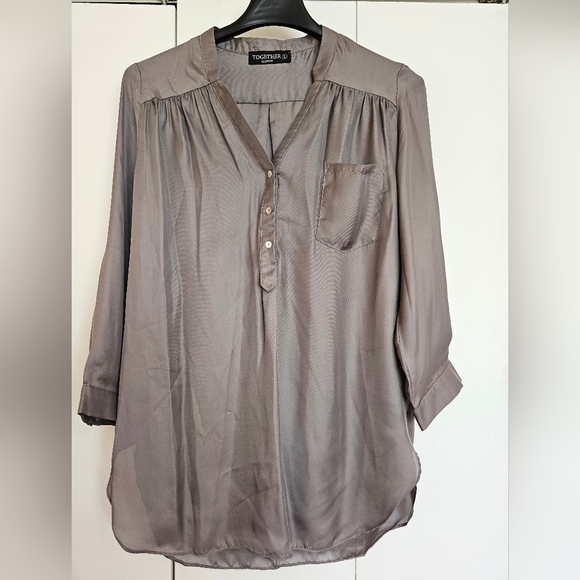 Gray Sheer Blouse - Picture 1 of 4